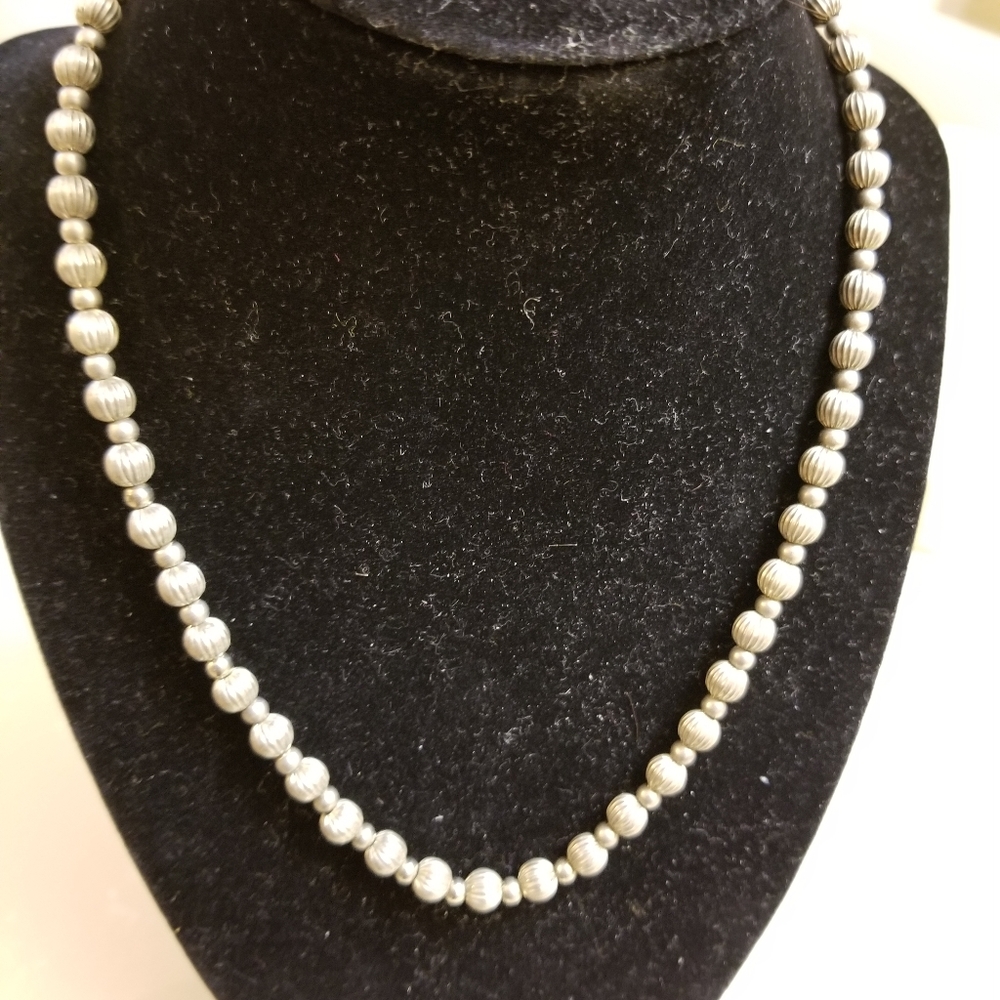 Silver beaded necklace